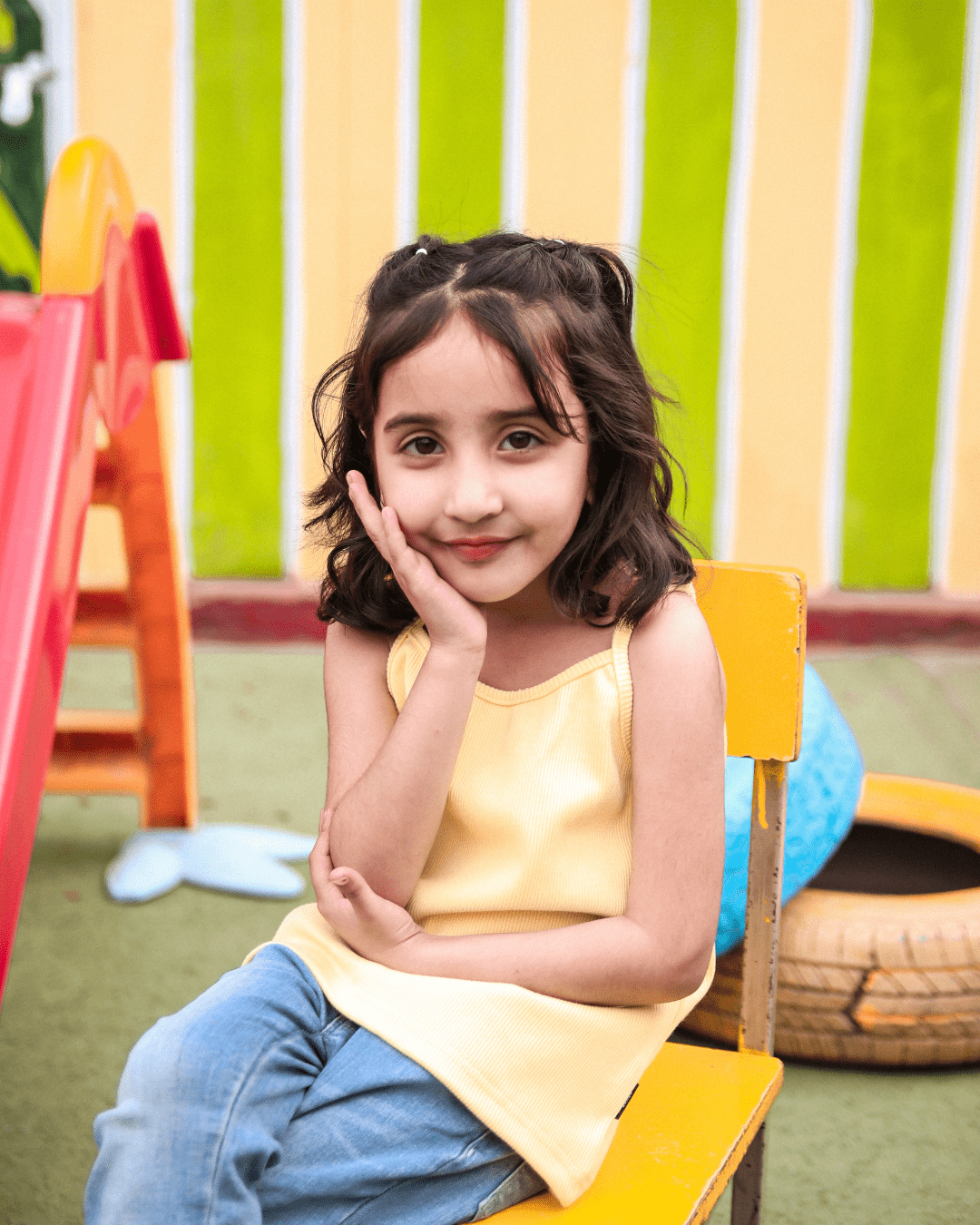 Spaghetti Strap Girls Ribbed Yellow Top 2 - 3 Years - Premium Unisex | LEKSI Pakistan