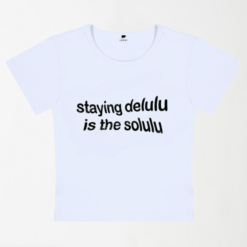 Staying Delulu Is The Solulu Y2K Baby Tee XXS - Premium Unisex | LEKSI Pakistan