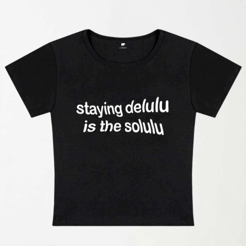Staying Delulu Is The Solulu Y2K Baby Tee XXS - Premium Unisex | LEKSI Pakistan
