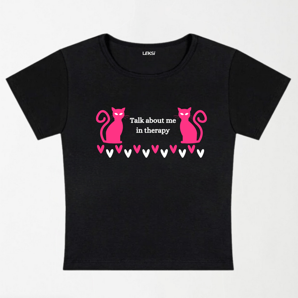 Talk About Me In Therapy Y2K Baby Tee XXS - Premium Unisex | LEKSI Pakistan