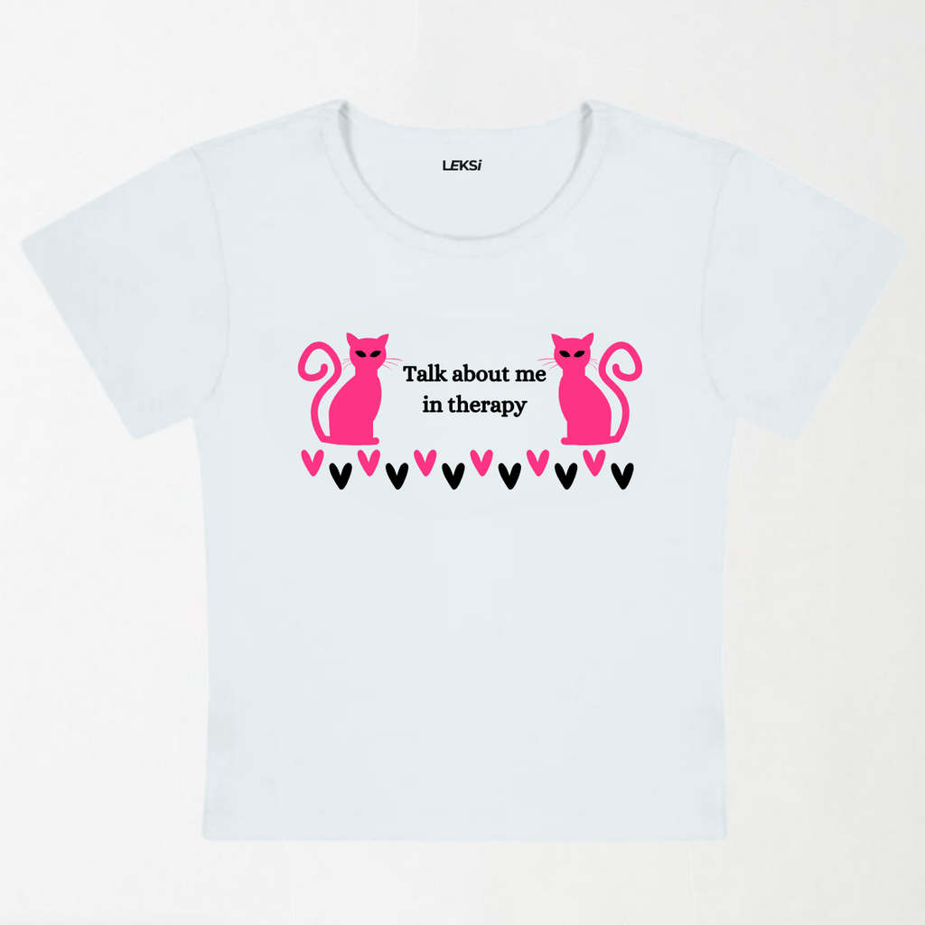 Talk About Me In Therapy Y2K Baby Tee XXS - Premium Unisex | LEKSI Pakistan