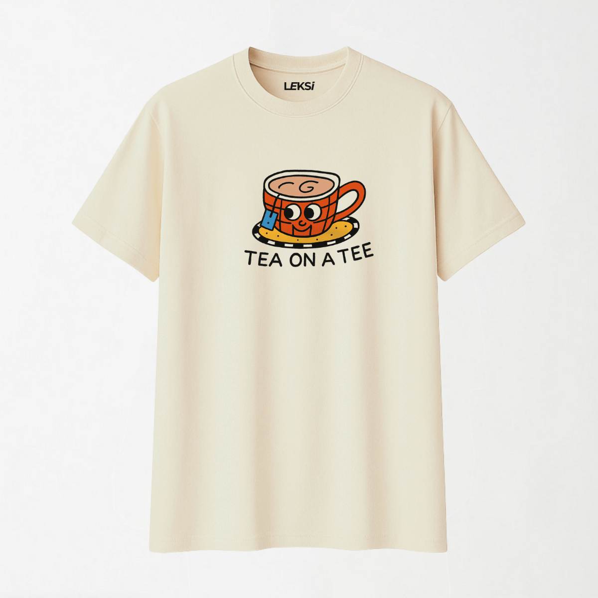 Tea on a Tee - Round Neck Unisex T Shirt S - Premium Unisex Graphic T-Shirt | LEKSI Pakistan
