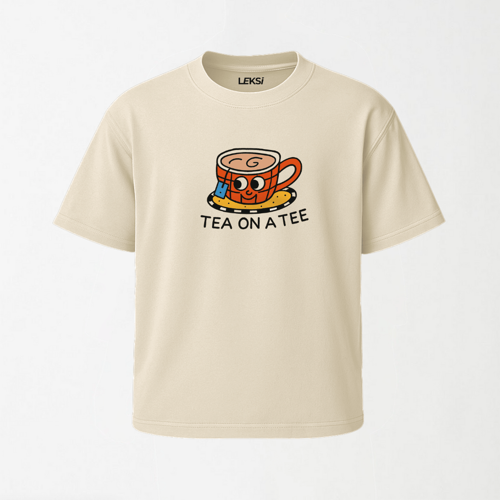 Tea on a Tee - Round Neck Unisex T Shirt S - Premium Unisex Graphic T-Shirt | LEKSI Pakistan