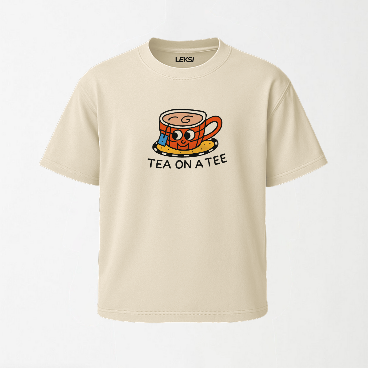 Tea on a Tee - Round Neck Unisex T Shirt S - Premium Unisex Graphic T-Shirt | LEKSI Pakistan