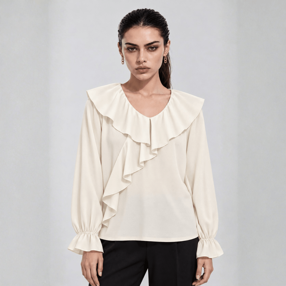 The Cascade Frill Ivory Top XS - Premium Unisex | LEKSI Pakistan