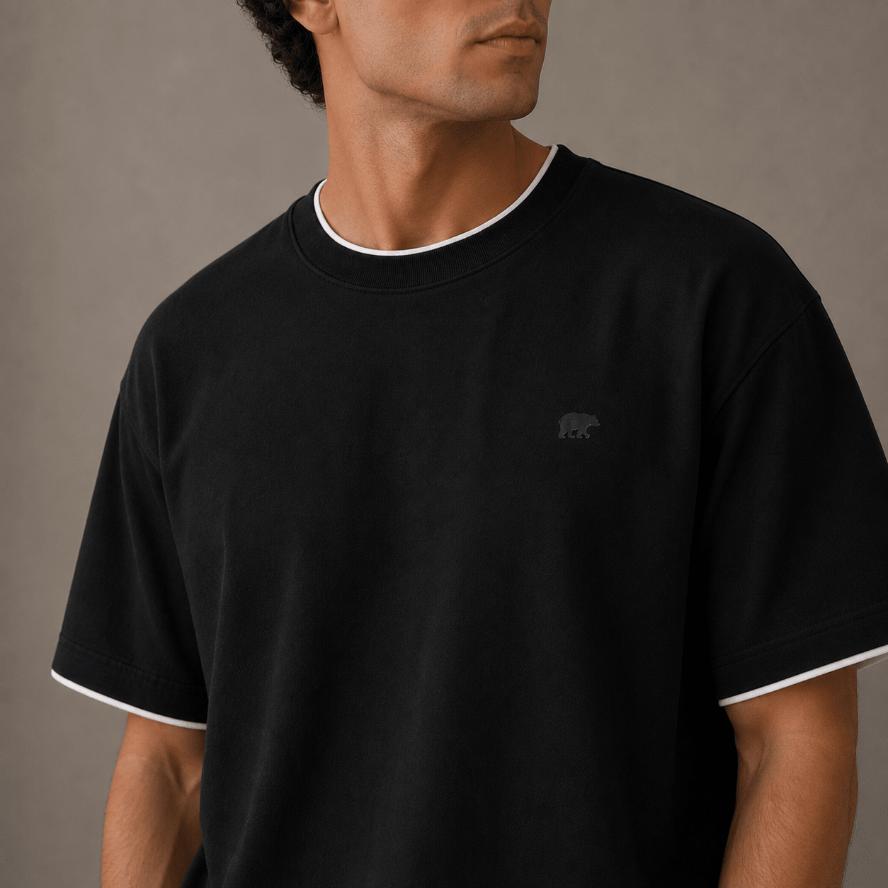 The Contrast Tipped Drop Shoulder Tee XS - Premium Unisex | LEKSI Pakistan