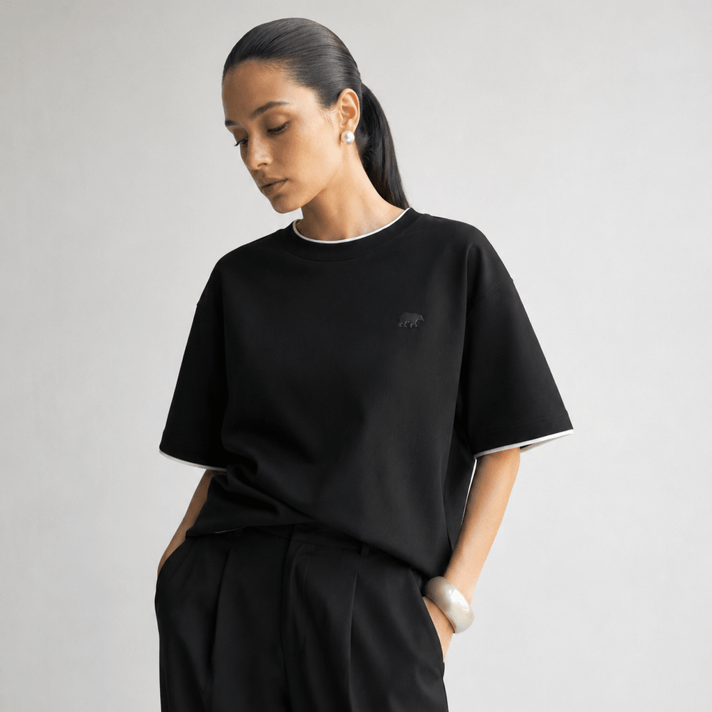 The Contrast Tipped Drop Shoulder Tee XS - Premium Unisex | LEKSI Pakistan