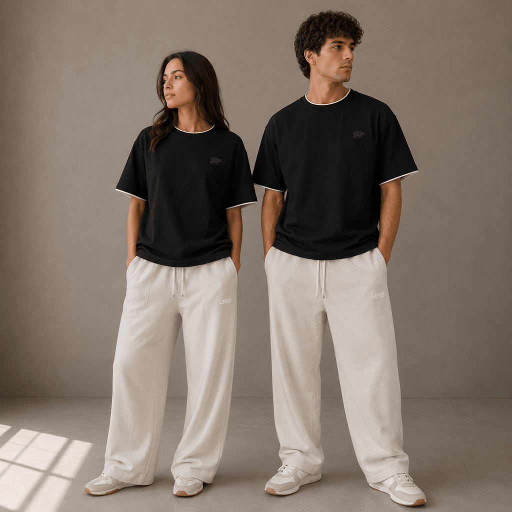 The Contrast Tipped Drop Shoulder Tee XS - Premium Unisex | LEKSI Pakistan