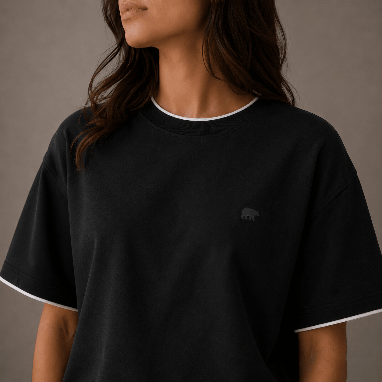 The Contrast Tipped Drop Shoulder Tee XS - Premium Unisex | LEKSI Pakistan