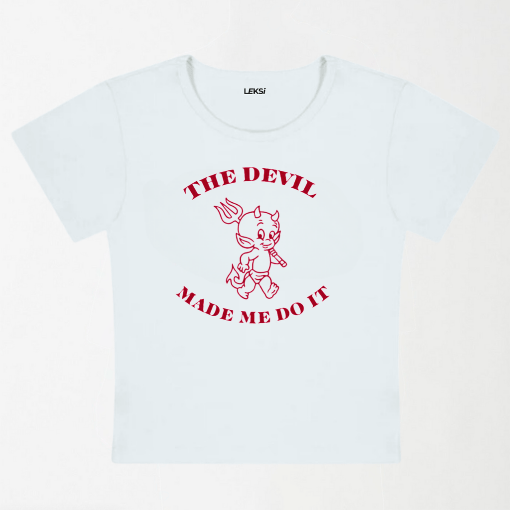 The Devil Made Me Do It Y2K Baby Tee XXS - Premium Unisex | LEKSI Pakistan