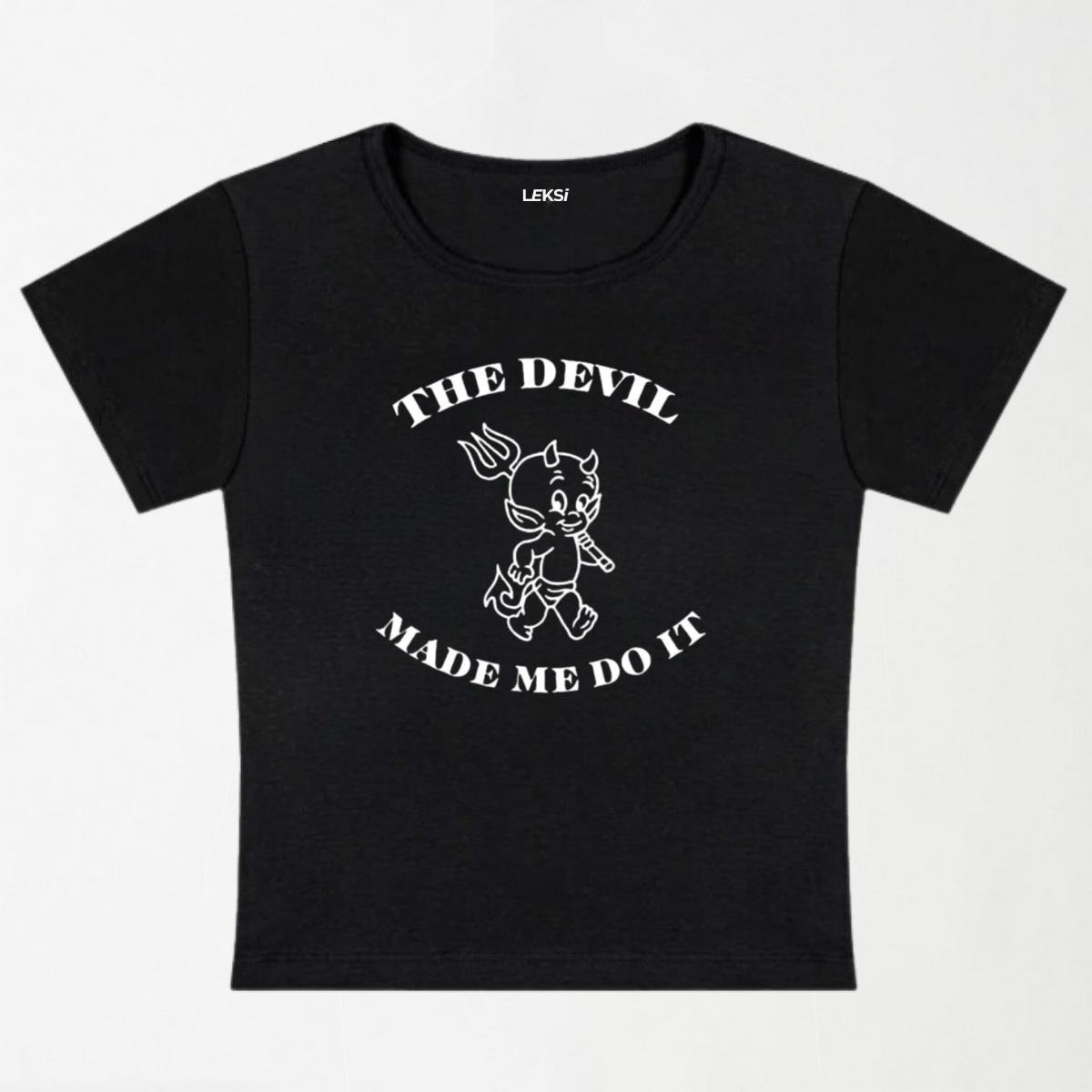 The Devil Made Me Do It Y2K Baby Tee XXS - Premium Unisex | LEKSI Pakistan