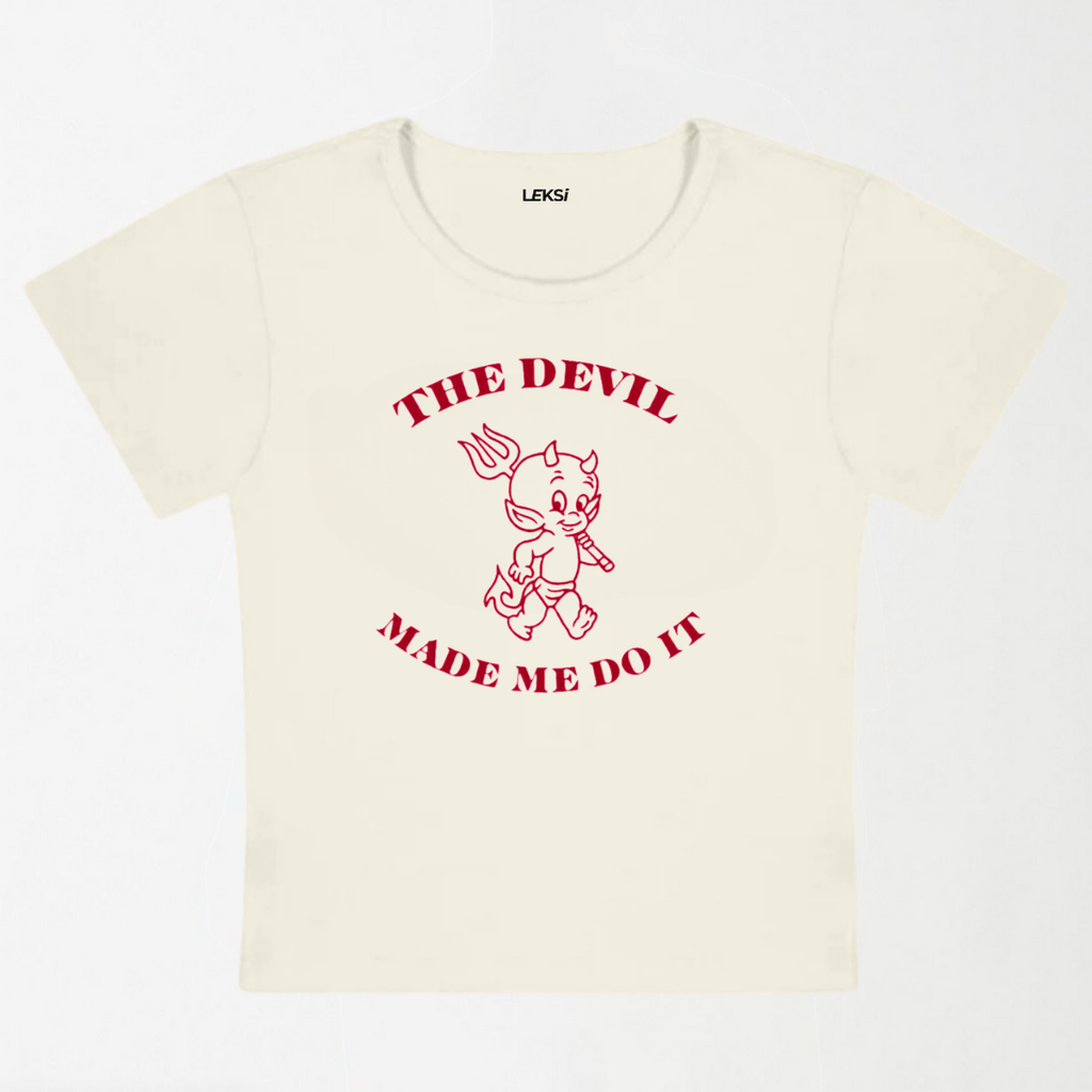 The Devil Made Me Do It Y2K Baby Tee XXS - Premium Unisex | LEKSI Pakistan