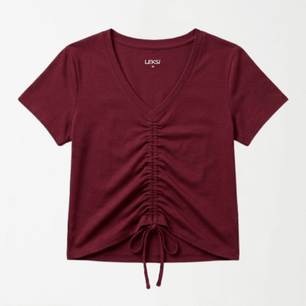 The Drawstring Plunge Top XS - Premium Unisex Square Neck | LEKSI Pakistan