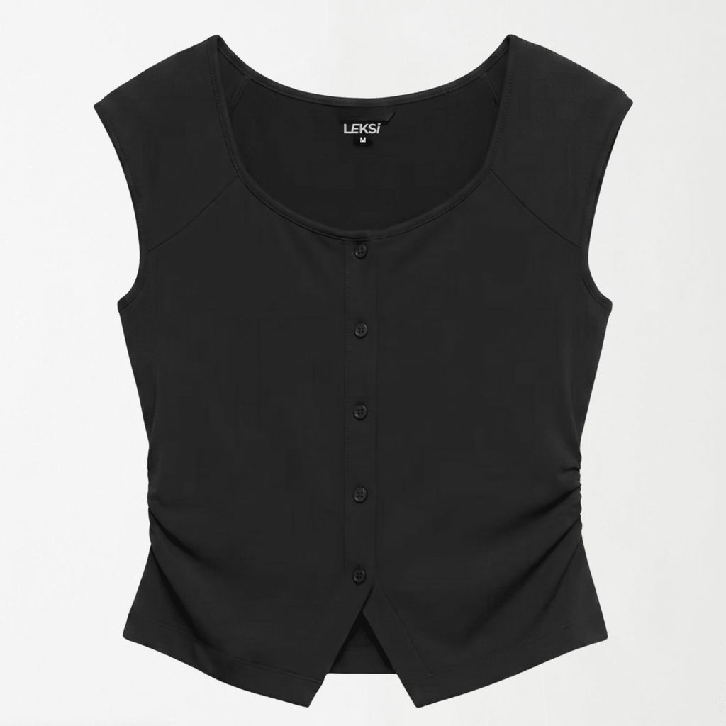 The Noir Scoop-Neck Button Down Top XS - Premium Unisex | LEKSI Pakistan