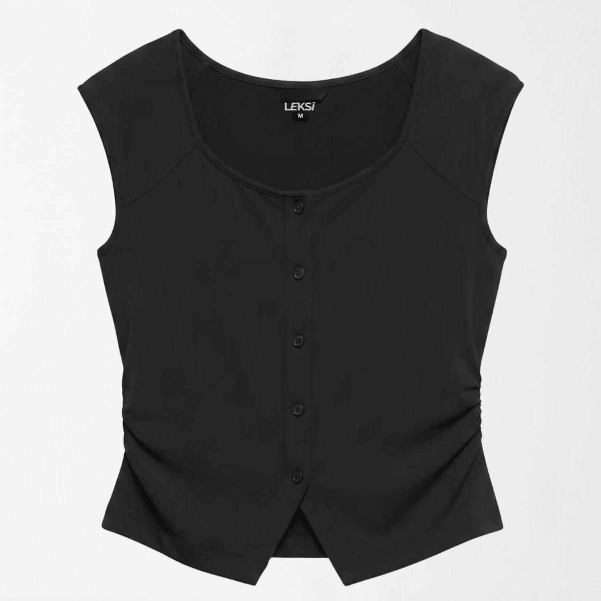 The Noir Scoop-Neck Button Down Top XS - Premium Unisex | LEKSI Pakistan