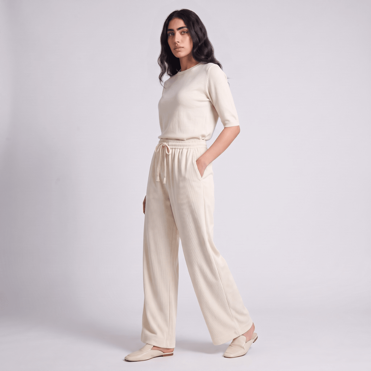 The Vertical Drape Trouser XS - Premium Unisex Baggy Pleated Pants | LEKSI Pakistan
