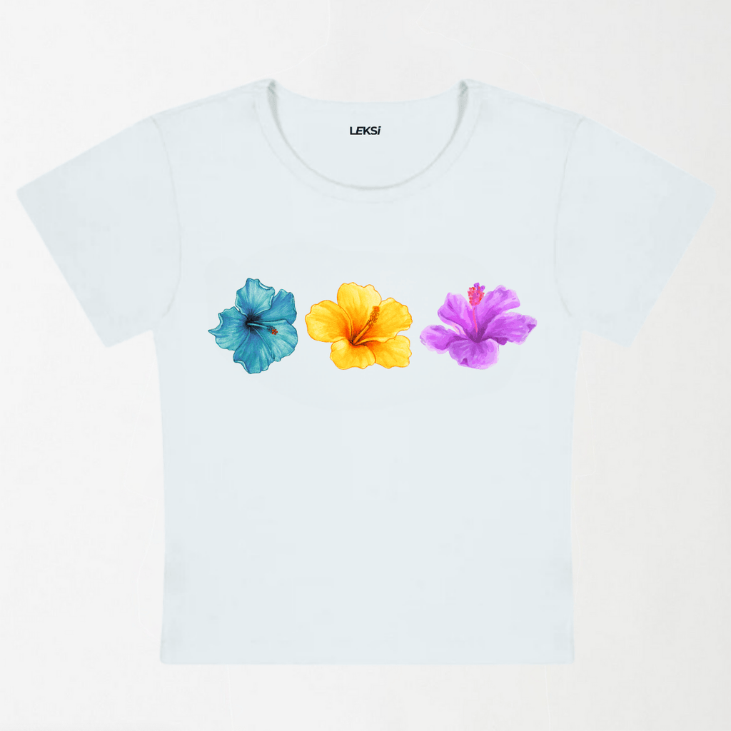 Triple Bloom Y2K Baby Tee XXS - Premium Unisex | LEKSI Pakistan