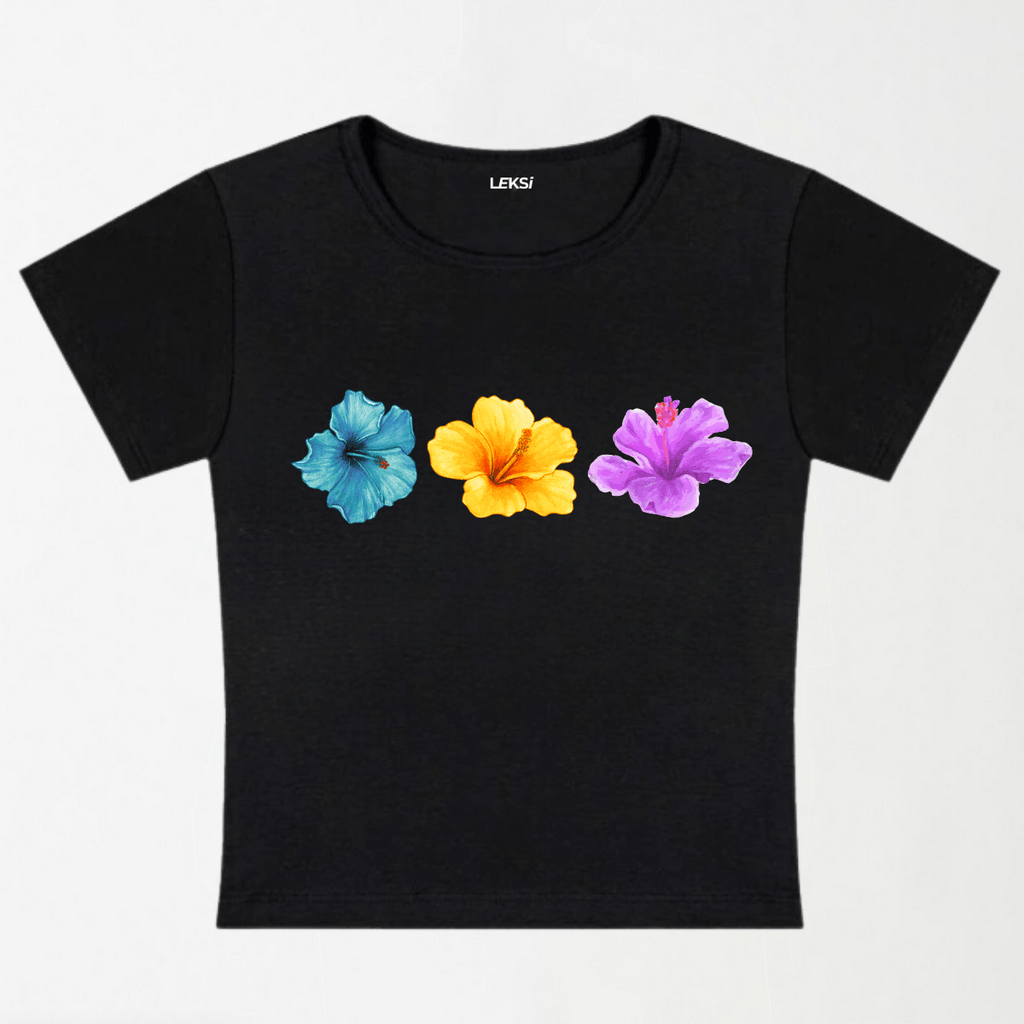 Triple Bloom Y2K Baby Tee XXS - Premium Unisex | LEKSI Pakistan