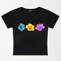 Triple Bloom Y2K Baby Tee XXS - Premium Unisex | LEKSI Pakistan