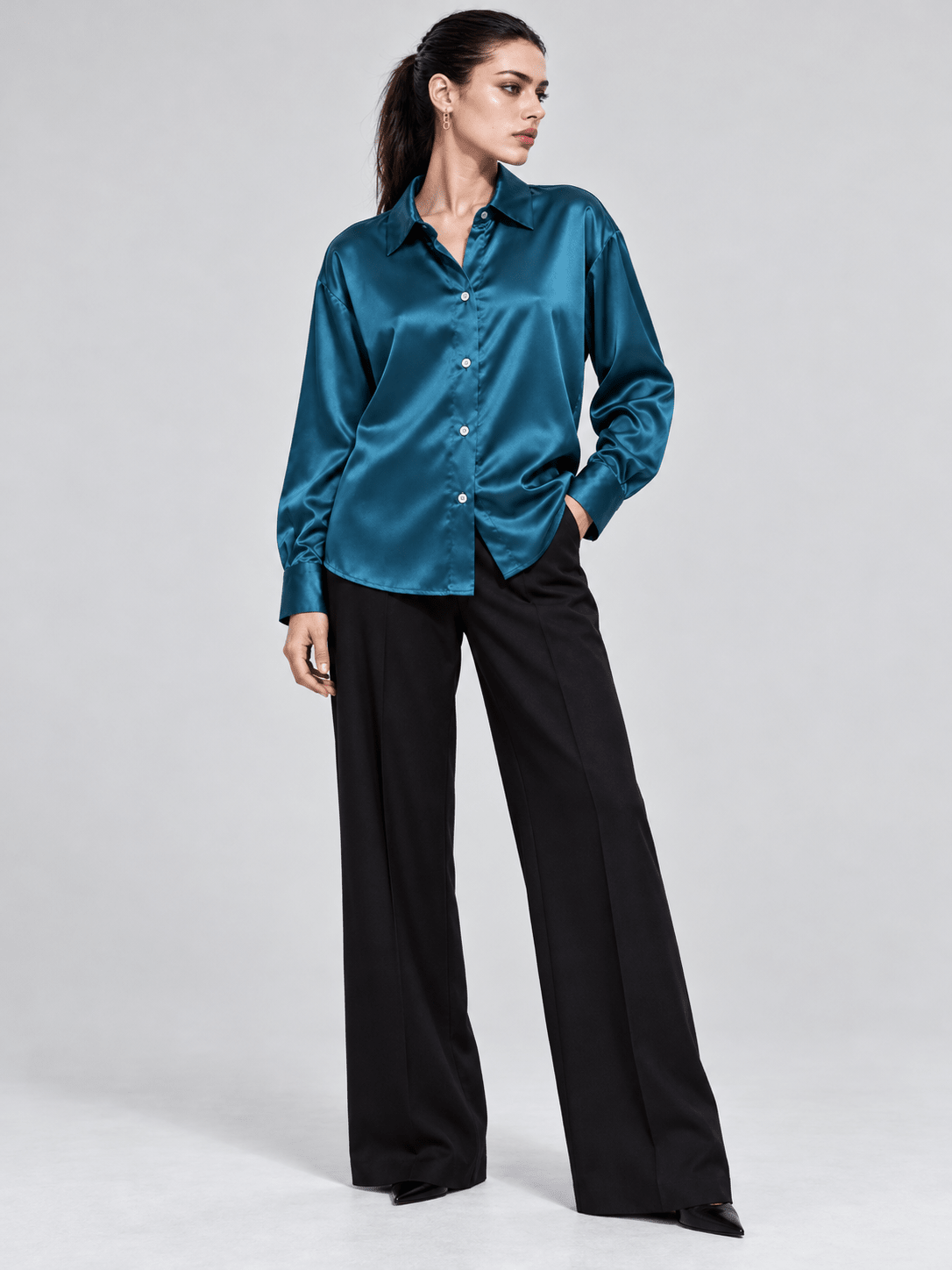 Turquoise Satin Button Down S - Premium Unisex | LEKSI Pakistan
