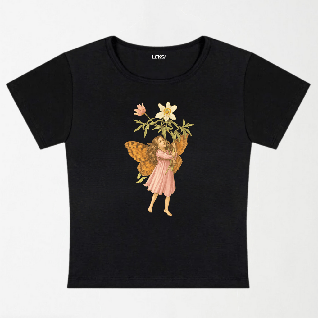 Vintage Flower Fairy Y2K Baby Tee XXS - Premium Unisex | LEKSI Pakistan