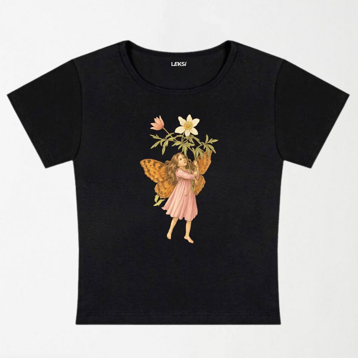 Vintage Flower Fairy Y2K Baby Tee XXS - Premium Unisex | LEKSI Pakistan