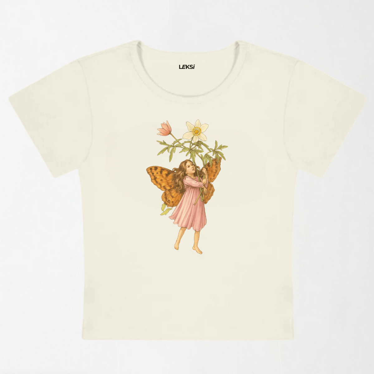 Vintage Flower Fairy Y2K Baby Tee XXS - Premium Unisex | LEKSI Pakistan