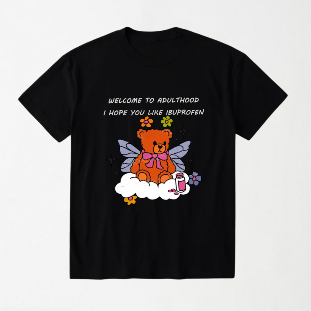 Welcome To Adulthood - Round Neck Unisex T Shirt S - Premium Unisex Graphic T-Shirt | LEKSI Pakistan