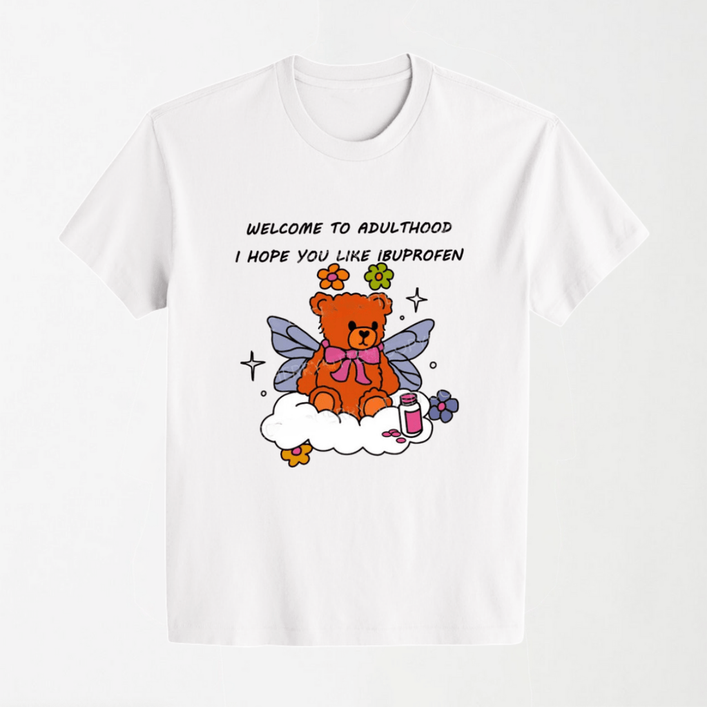 Welcome To Adulthood - Round Neck Unisex T Shirt S - Premium Unisex Graphic T-Shirt | LEKSI Pakistan