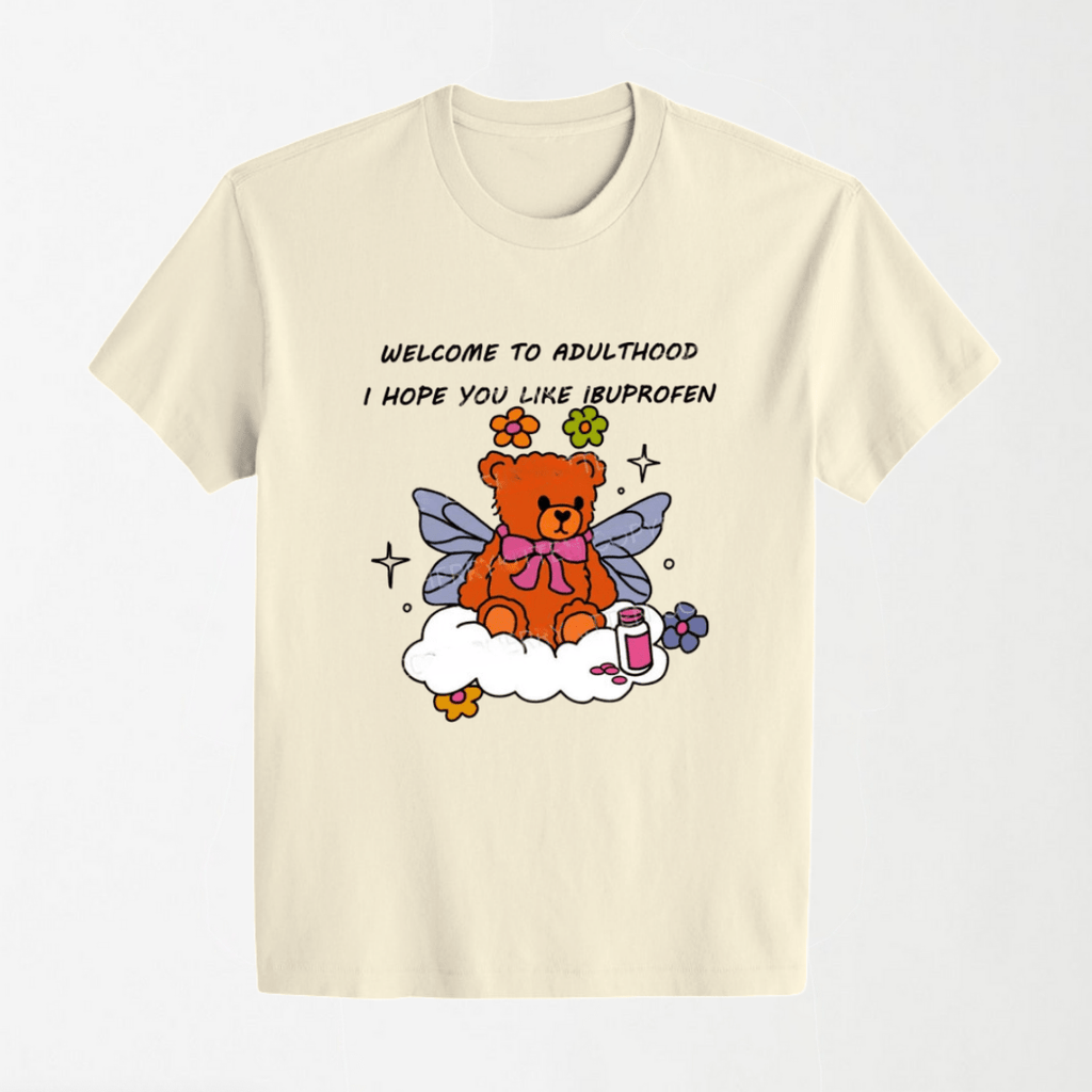 Welcome To Adulthood - Round Neck Unisex T Shirt S - Premium Unisex Graphic T-Shirt | LEKSI Pakistan