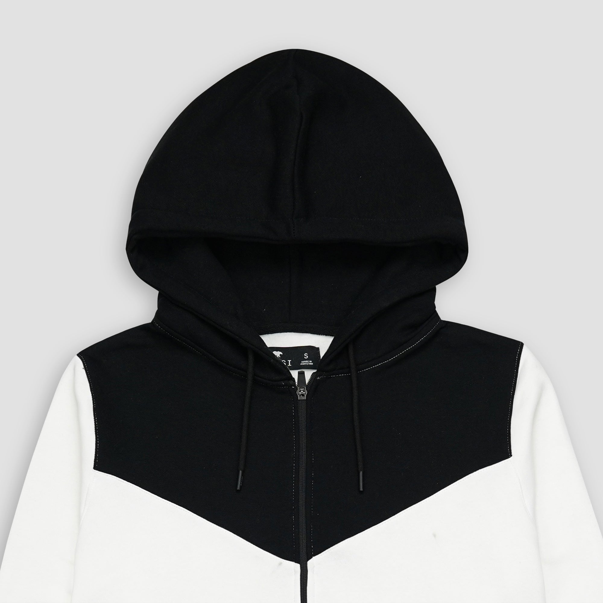 White and Black Zipper Jacket S - Premium Unisex | LEKSI Pakistan