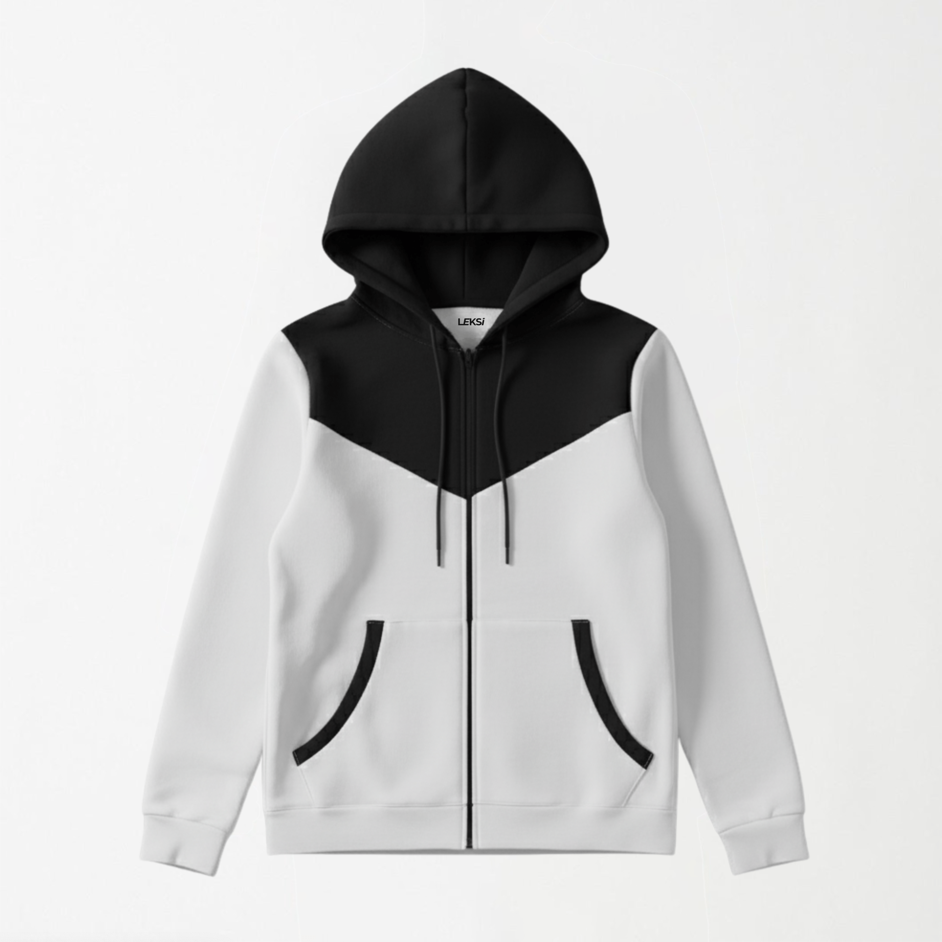 White and Black Zipper Jacket S - Premium Unisex | LEKSI Pakistan