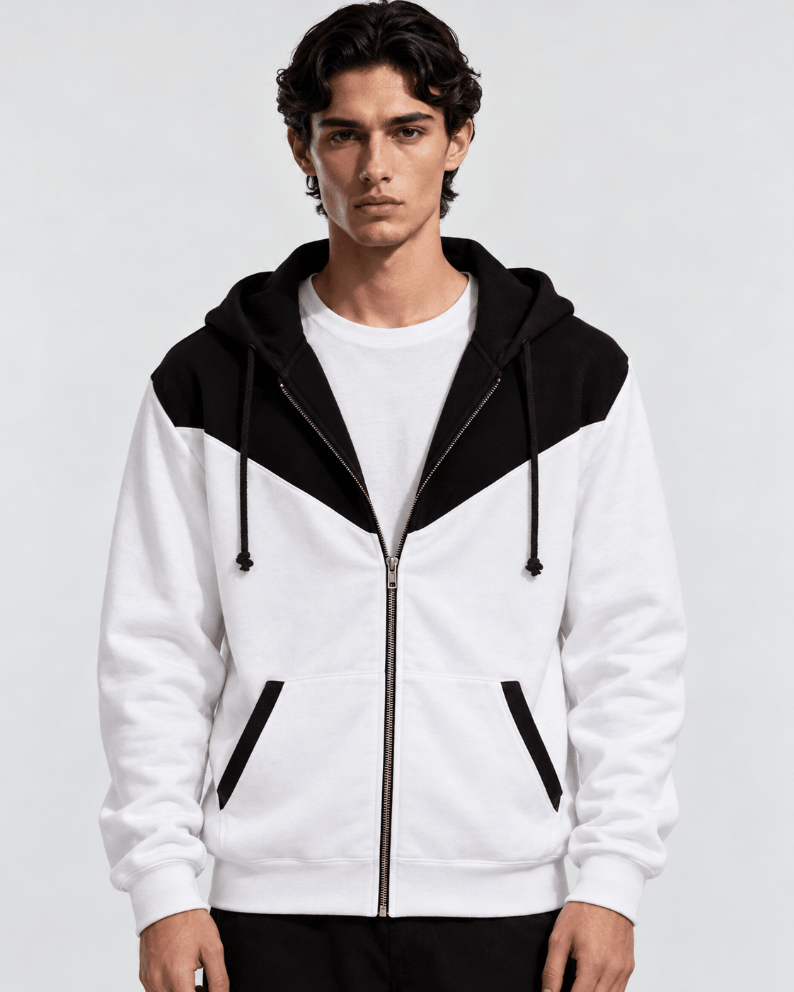 White and Black Zipper Jacket S - Premium Unisex | LEKSI Pakistan
