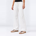White Cotton Linen Straight-Leg Pants XS - Premium Unisex Women's Straight Leg Pants | LEKSI Pakistan