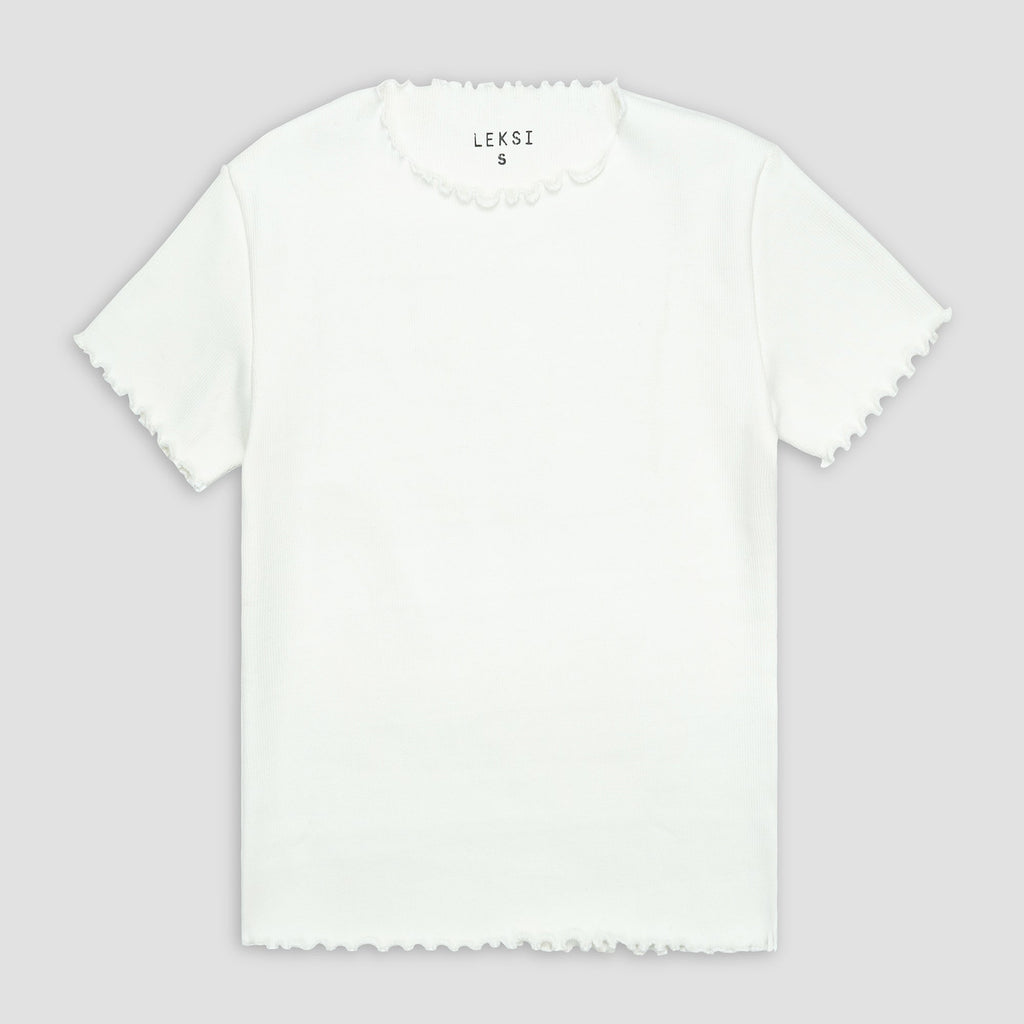 White Ribbed Shirt XXS - Premium Unisex Lettuce | LEKSI Pakistan