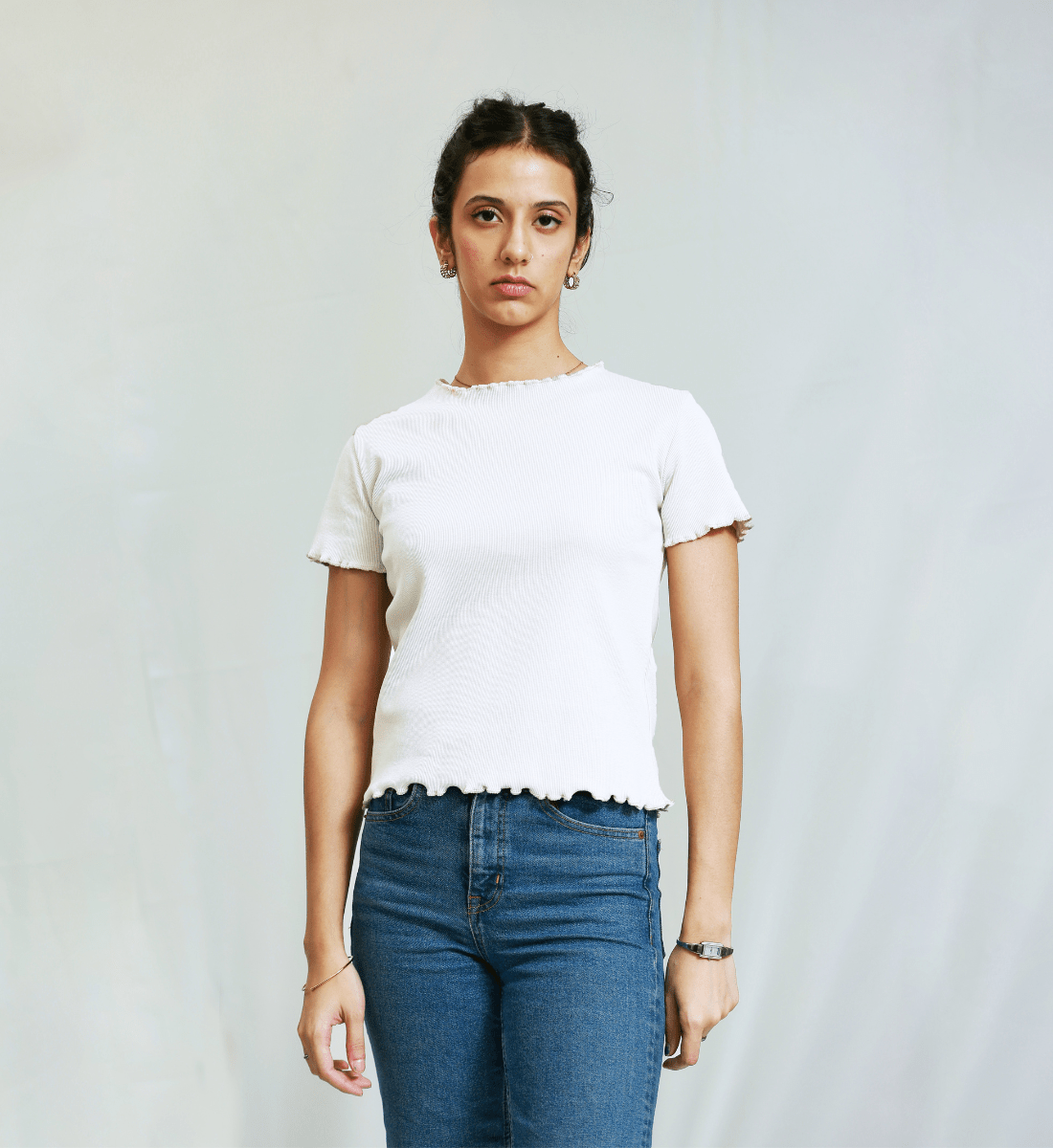 White Ribbed Shirt XXS - Premium Unisex Lettuce | LEKSI Pakistan