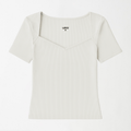 White Ribbed Top with a Diamond Neckline XXS - Premium Unisex Square Neck | LEKSI Pakistan