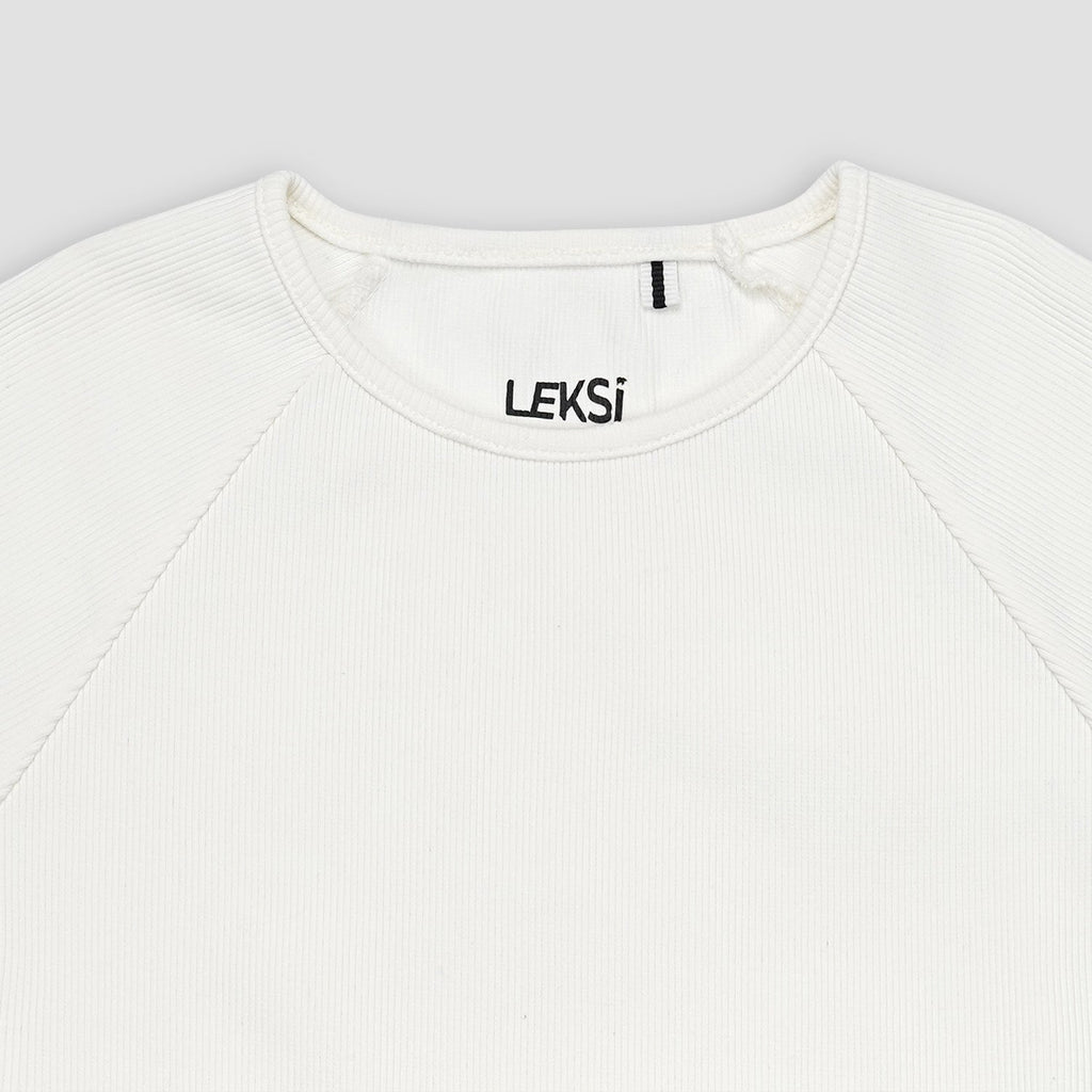 White Round Neckline Short Sleeve Ribbed Tee XXS - Premium Unisex | LEKSI Pakistan