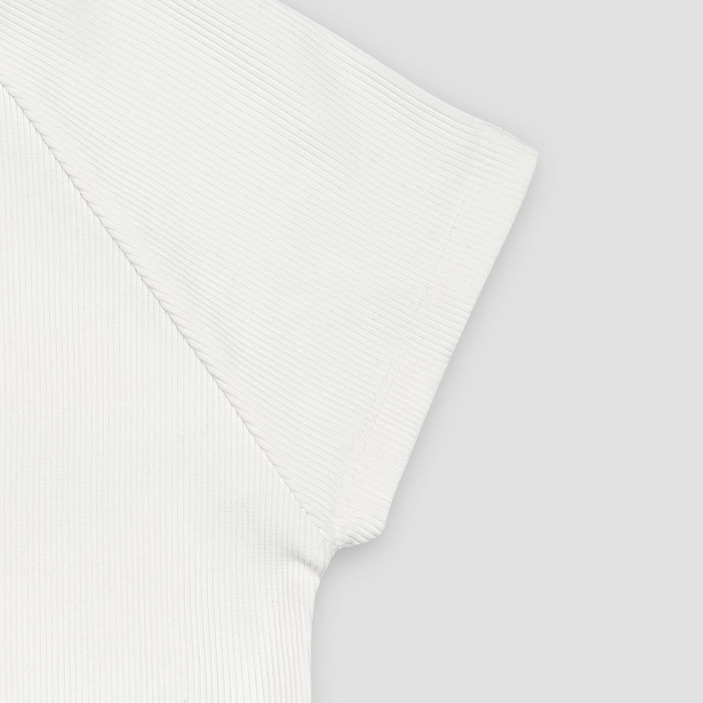 White Round Neckline Short Sleeve Ribbed Tee XXS - Premium Unisex | LEKSI Pakistan