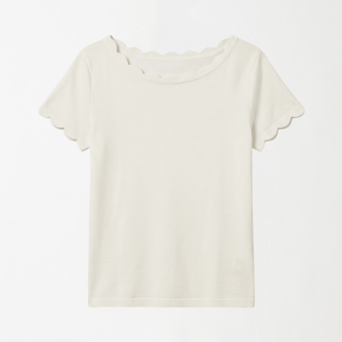 White Scallops Ribbed Shirt XXS - Premium Unisex Lettuce | LEKSI Pakistan