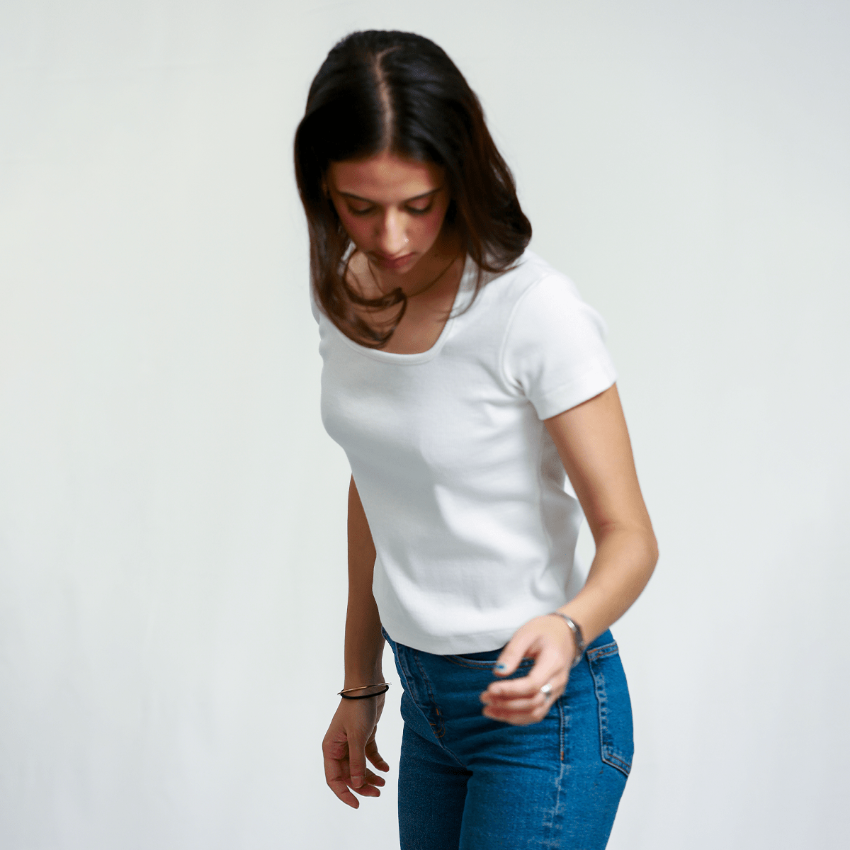 White Square Neck Ribbed Shirt XXS - Premium Unisex Square Neck | LEKSI Pakistan