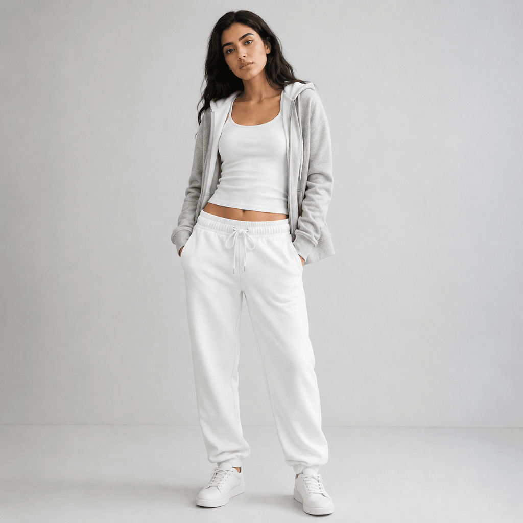 White Unisex Sweatpants - Fleece (Winter-Friendly) XS - Premium Unisex Sweatpants | LEKSI Pakistan