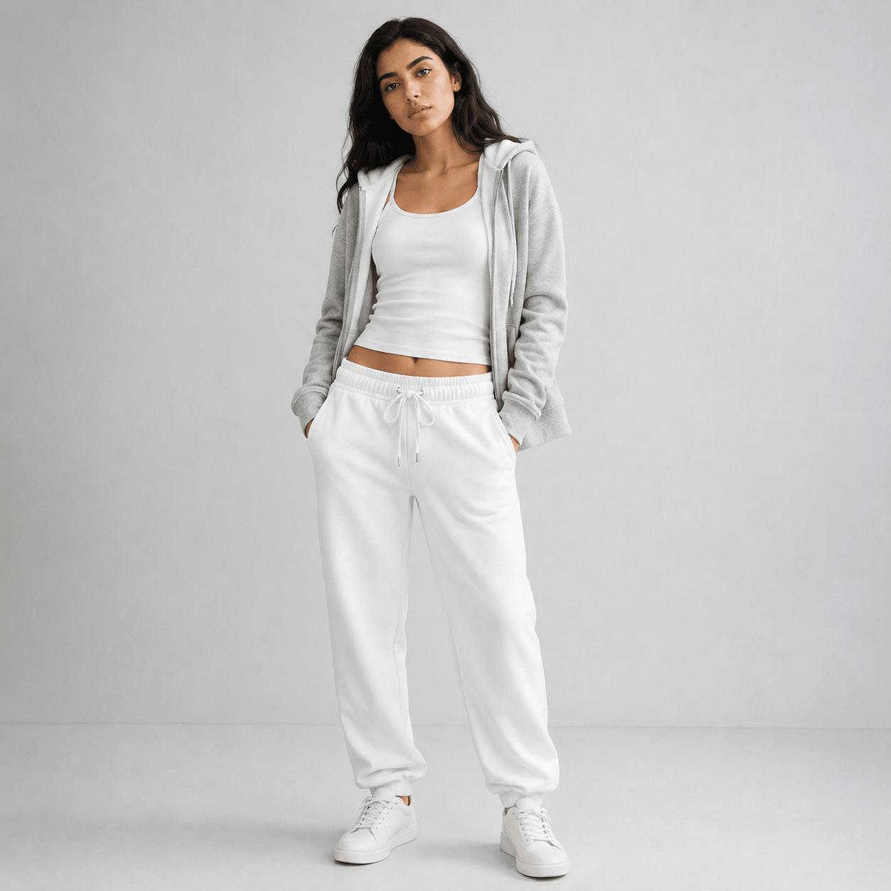 White Unisex Sweatpants - Fleece (Winter-Friendly) XS - Premium Unisex Sweatpants | LEKSI Pakistan