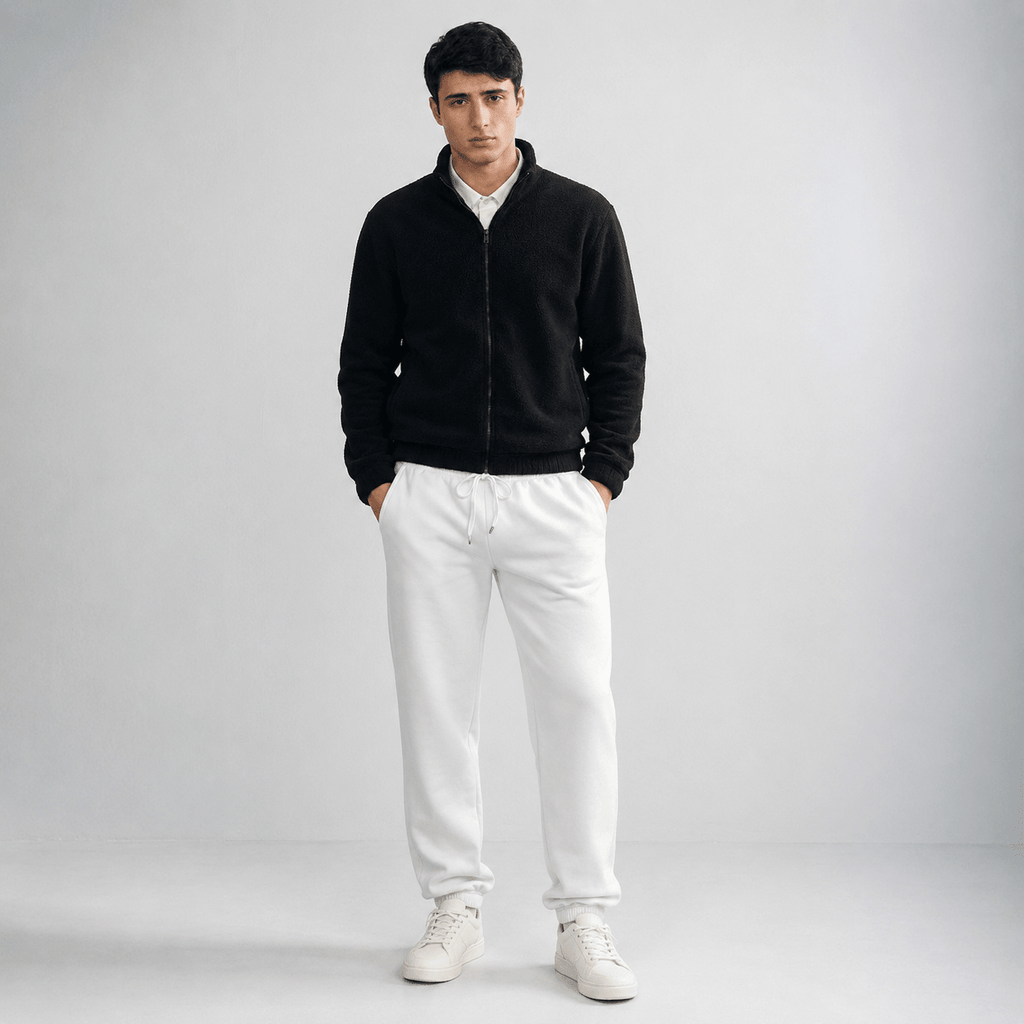 White Unisex Sweatpants - Fleece (Winter-Friendly) XS - Premium Unisex Sweatpants | LEKSI Pakistan