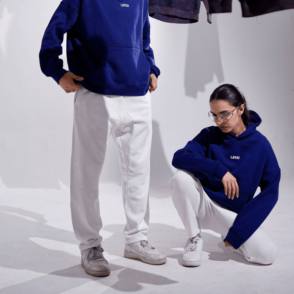 White Unisex Tapered Sweatpants XS - Premium Unisex Straight - Leg Pants | LEKSI Pakistan