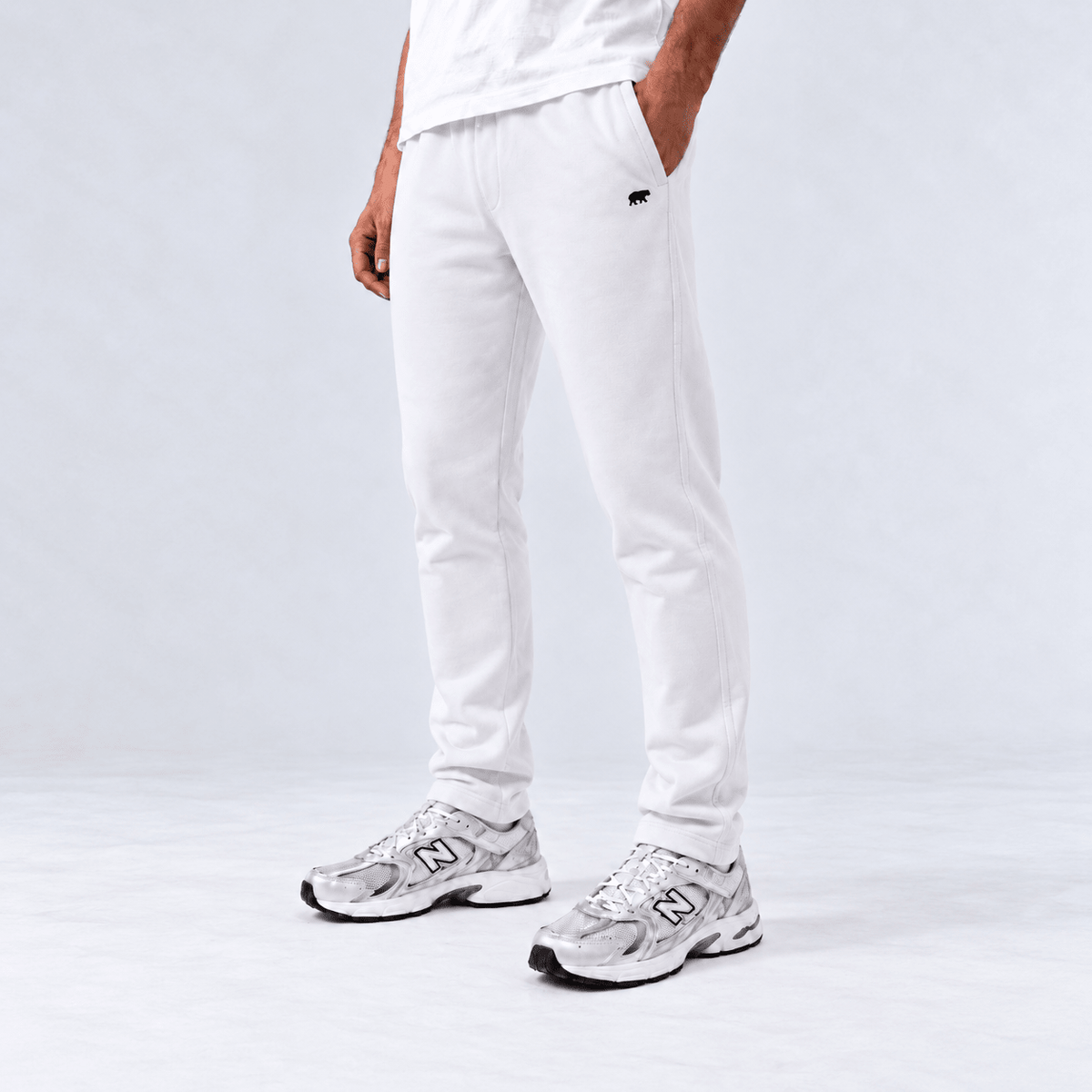 White Unisex Tapered Sweatpants XS - Premium Unisex Straight-Leg Pants | LEKSI Pakistan
