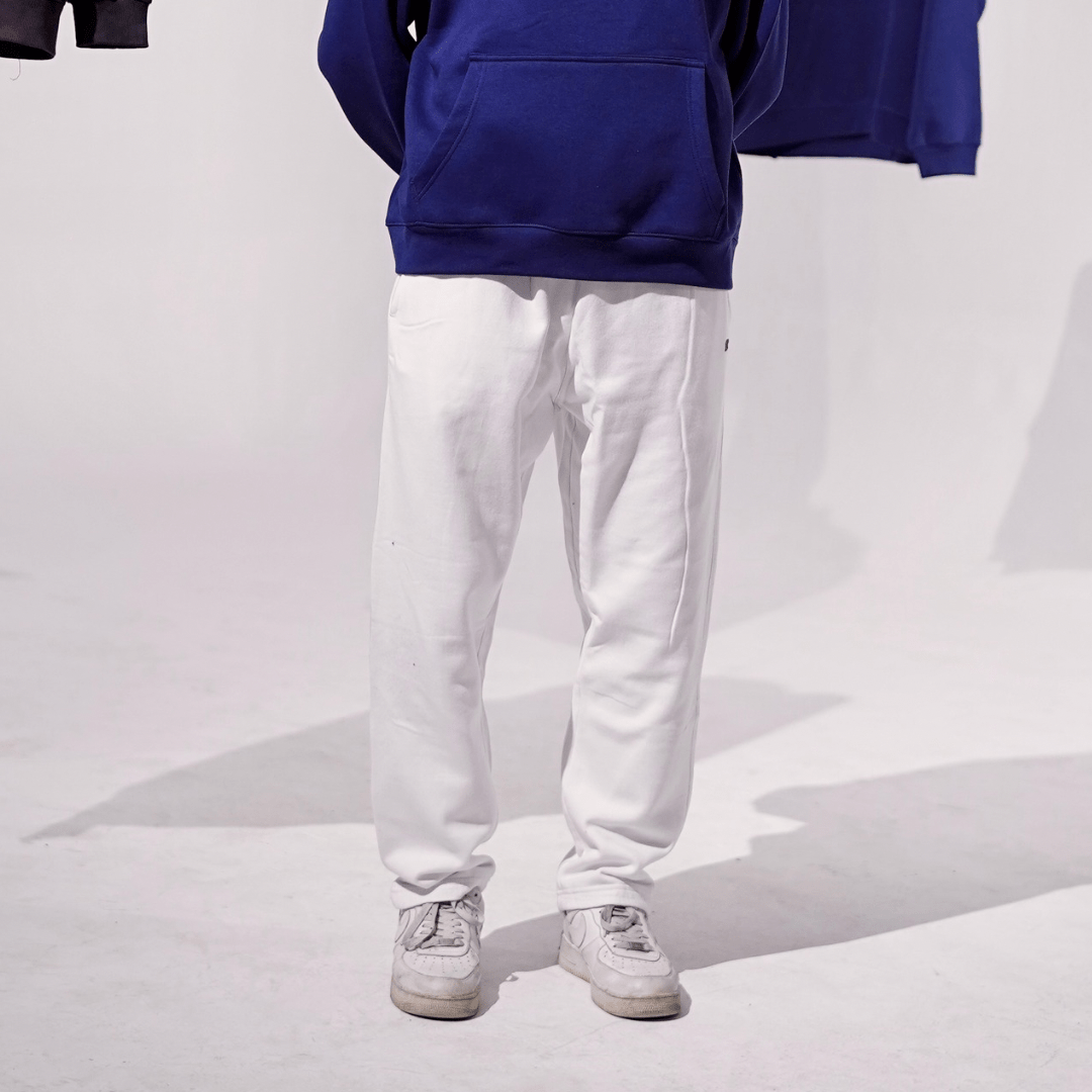 White Unisex Tapered Sweatpants XS - Premium Unisex Straight - Leg Pants | LEKSI Pakistan