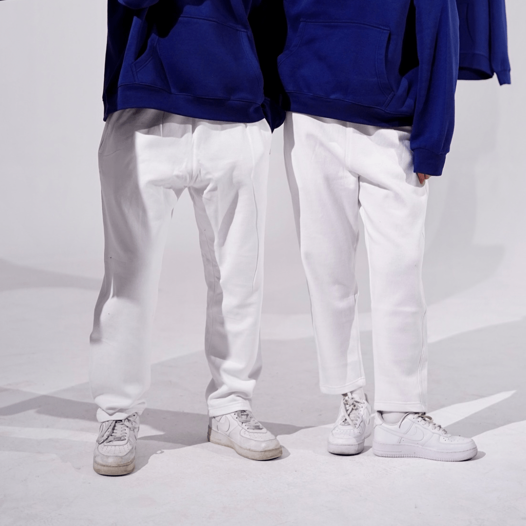 White Unisex Tapered Sweatpants XS - Premium Unisex Straight - Leg Pants | LEKSI Pakistan