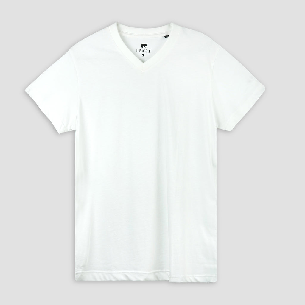White Unisex V - Neck T-Shirt S - Premium Unisex | LEKSI Pakistan