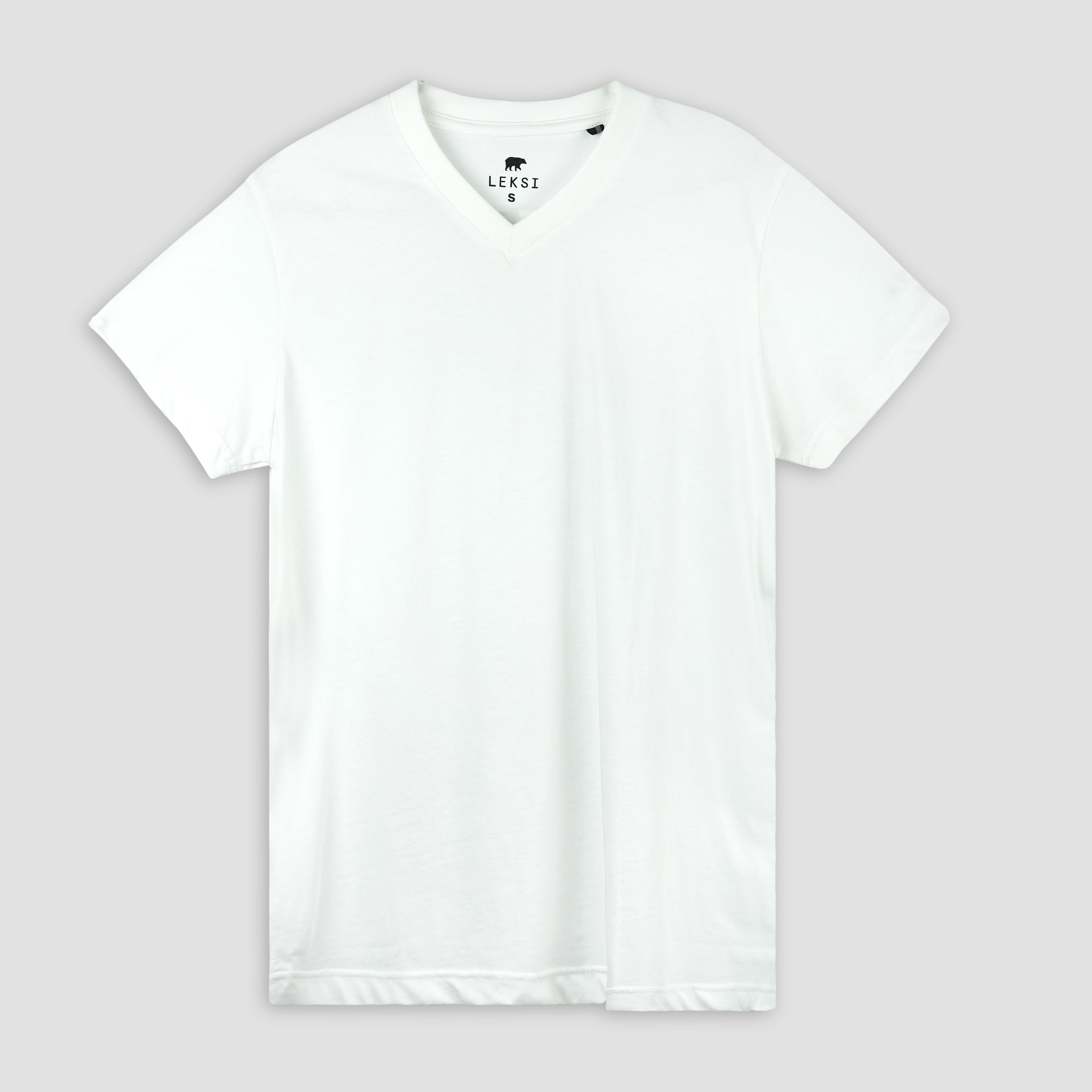 White Unisex V - Neck T-Shirt S - Premium Unisex | LEKSI Pakistan